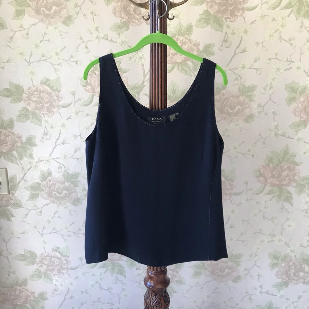 NBW Dana Buchman Navy Tank with Cream Stitching